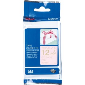 TZe-RE34 Brother ribbon pink, gold print width 12mm