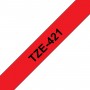 Taśma laminowana Brother TZe-421 czerwona 9mm szerokości do drukarek Brother PT