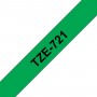 Taśma laminowana Brother TZe-721 zielona 9mm szerokości do drukarek Brother PT