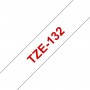 TZe-132 Brother transparent, red print width 12mm