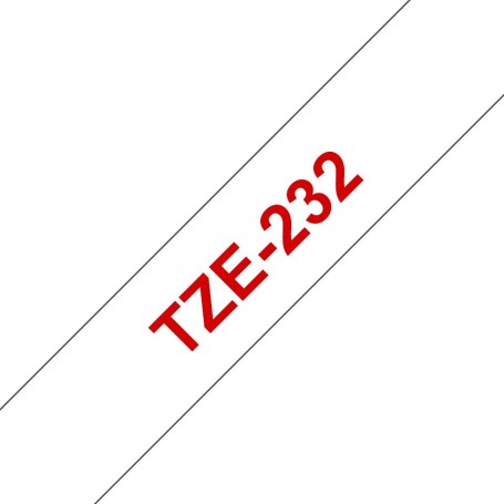 Taśma laminowana Brother TZe-232 biała 12mm szerokości do drukarek Brother PT