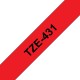 Taśma laminowana Brother TZe-431 czerwona 12mm szerokości do drukarek Brother PT