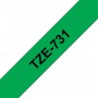 Taśma laminowana Brother TZe-731 zielona 12mm szerokości do drukarek Brother PT