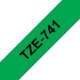 Taśma laminowana Brother TZe-741 zielona 18mm szerokości do drukarek Brother PT