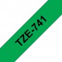 Taśma laminowana Brother TZe-741 zielona 18mm szerokości do drukarek Brother PT