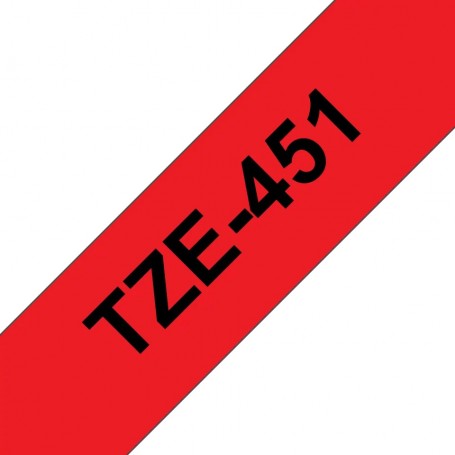Taśma laminowana Brother TZe-451 czerwona 24mm szerokości do drukarek Brother PT