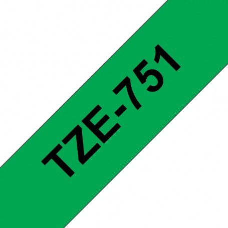 Taśma laminowana Brother TZe-751 zielona 24mm szerokości do drukarek Brother PT