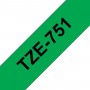 Taśma laminowana Brother TZe-751 zielona 24mm szerokości do drukarek Brother PT