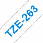 TZe-263 Brother white, blue print width 36mm