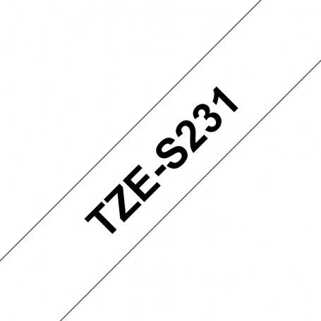 Taśma laminowana Brother TZe-S231 biała 12mm szerokości mocny klej do drukarek Brother PT