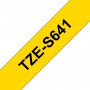 TZe-S641 Brother with strong glue, yellow black print width 18mm