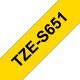 Taśma laminowana Brother TZe-S651 żółta 24mm szerokości mocny klej do drukarek Brother PT