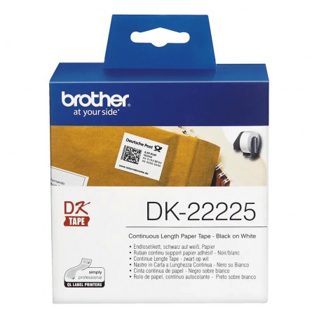 Etykiety Brother DK-22225 38mmx30.48m, białe, do drukarek etykiet Brother QL 