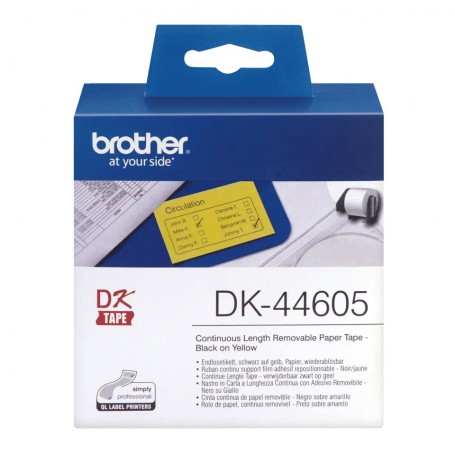 DK-44605 Brother continuous paper tape, yellow, weak glue, 62mm x 30.48m