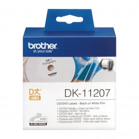 DK-11207 Etykiety Brother foliowe, białe, okrągłe, śr. 58 mm, 100 szt.