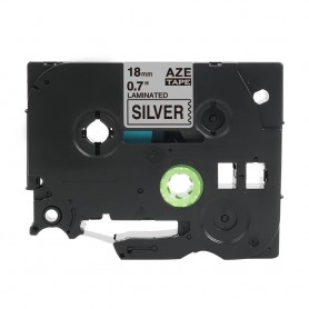 Tze-941 Brother silver, black print 18mm replacement