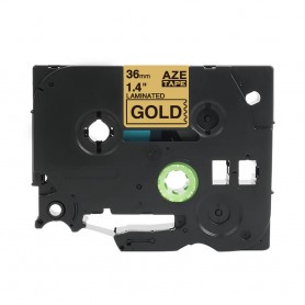 Tze-861 Brother gold, black print 36mm replacement