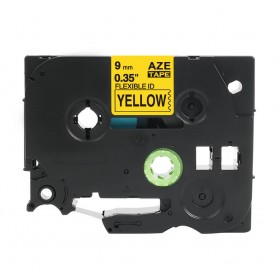 Tze-FX621 Brother tape yellow, elastic black print 9mm replacement