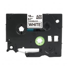 Tze-FX241 Brother taśma biała, elastyczna czarny nadruk 18mm zamiennik