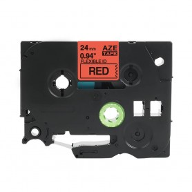 Tze-FX451 Brother czerwona, elastyczna, czarny nadruk 24mm zamiennik