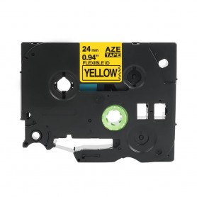 Tze-FX651 Brother żółta, elastyczna, czarny nadruk 24mm zamiennik