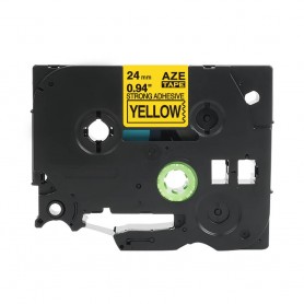 Taśma AZE-S651 jak Brother TZe-S651 żółta 24mm szerokości mocny klej do drukarek Brother PT