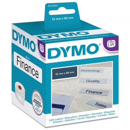 Labels Dymo 12x50mm white paper 1 x 220 pcs. 99017 S0722460