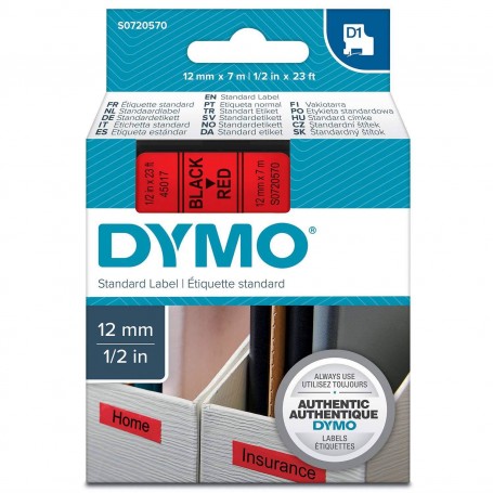 Tape Dymo D1 12 mm x 7 m red black print 45017 S0720570