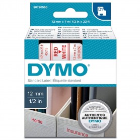 Tape Dymo D1 12 mm x 7 m white red print 45015 S0720550