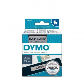 Tape Dymo D1 12 mm x 3 m silver black print 2084401