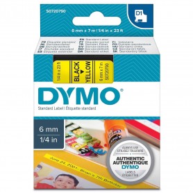Tape Dymo D1 6 mm 7m, yellow black print 43618, S0720790