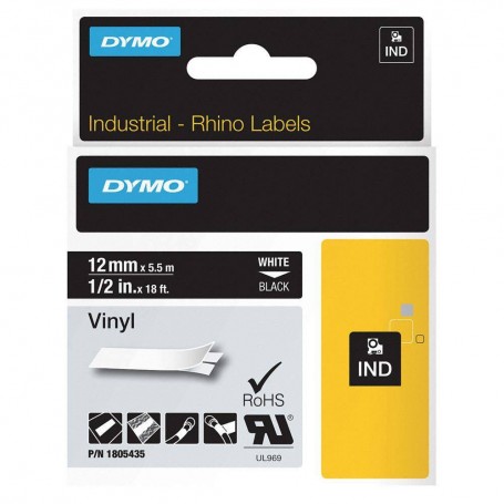 Dymo Rhino tape 12 mm x 5.5 m black white print 1805435