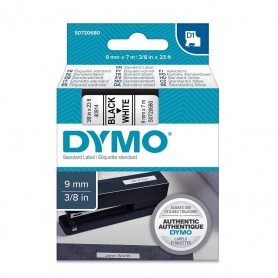 Tape Dymo D1 9 mm 7m, white black print 40913, S0720680