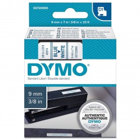 Tape Dymo D1 9 mm 7m, white blue print 40914, S0720690