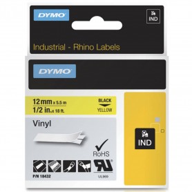 Dymo Rhino tape 12 mm x 5 m yellow black VINYL print 18432 S0718450