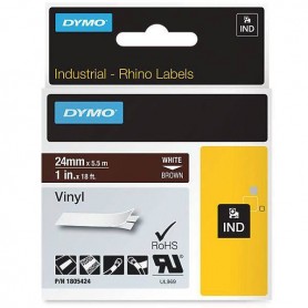 Dymo Rhino tape 24 mm x 5.5 m brown white VINYL print 1805424