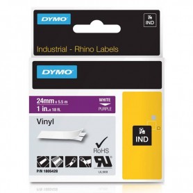 Dymo Rhino tape 24 mm x 5.5 m purple white VINYL print 1805428