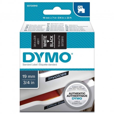 Tape Dymo D1 19 mm 7m, black white print 45811, S0720910