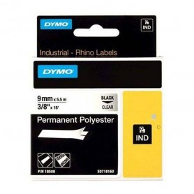 Dymo Tape Rhino POLYESTER DURABLE 9 mm x 5.5 m transparent black print 18508DMO