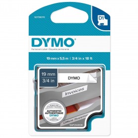 Tape Dymo D1 19 mm 5,5m POLYESTER DURABLE, white black print 16960, S0718070