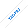 TZe-FA3 Brother biała z włókna do prasowania na gorąco, niebieski nadruk szer. 12mm