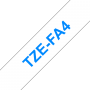 TZe-FA4 Brother biała z włókna do prasowania na gorąco, niebieski nadruk szer. 18mm