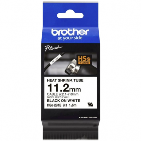 Brother HSE-231E heat shrink tube white, black print, avg. 11.2 mm