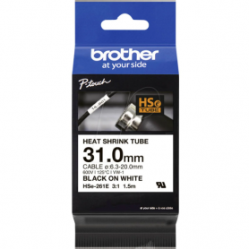 Brother HSE-261E heat shrink tube white, black print, avg. 31 mm